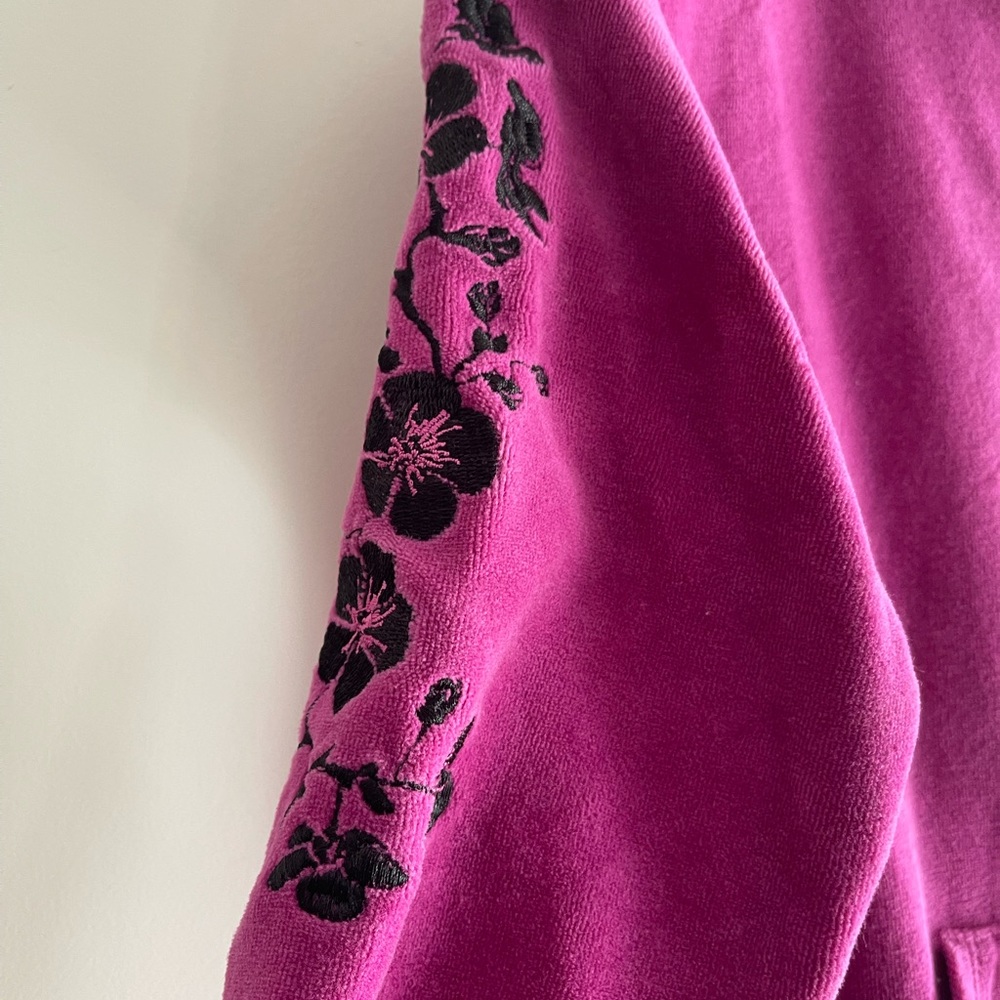 Forever 21 Girls 3/4 Length Sleeve Fuchsia and Black Hoodie - Size 5/6 - Picture 8 of 9